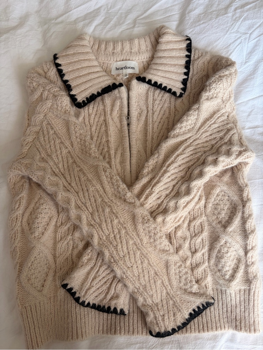 Heartloom Cable Knit Zip Sweater – Size Large
